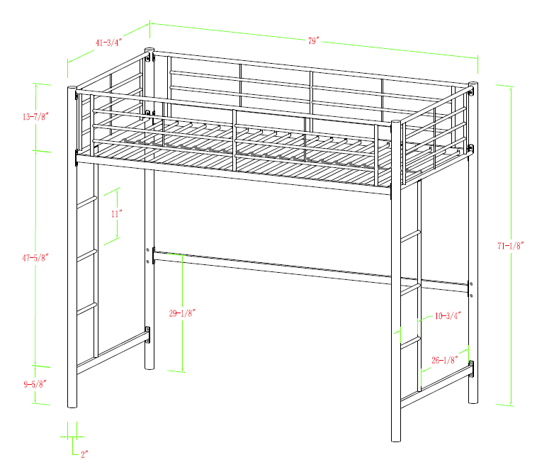Premium Twin Metal Loft Bed by Manor Park