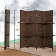 NiamVelo Wood Room Divider 4 Panel Folding Freestanding Partition with