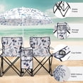 thumbnail image 3 of Portable 2-Seat Folding Chair with Sun Umbrella, Coconut Tree Outdoor Camping Fishing Chair with Oxford Fabric & Iron Frame, 3 of 11