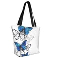 thumbnail image 6 of Defioc Blue Flying Butterflies Print Tote Bag for Women,Shoulder Bag with Zipper Casual Tote's Handbag Big Capacity Shoulder Bag with Inner Pocket Fit for Shopping,Office,Travel, 6 of 7
