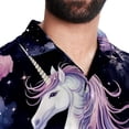 thumbnail image 5 of Starry Unicorn Men's Short Sleeve Button Down Spread Collar Beach Shirts, 5 of 6