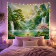 thumbnail image 2 of Ethereal Mountain Lake with Waterfalls in Mist, Dreamy Digital Art for Nature Lovers, Japanese Inspired Landscape Wall Decor, Housewarming Gift, Tapestry Wall Hanging for Bedroom and Living Room, 2 of 7