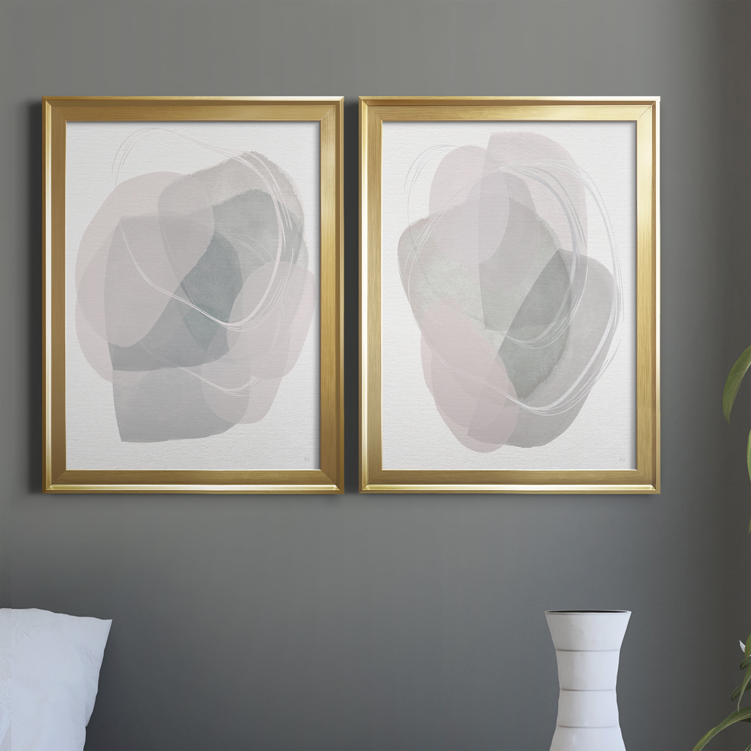 2 Piece Set River Jewels I Premium Framed Canvas - Ready to Hang - 18.5 x 24.5 Each - Gold Frame