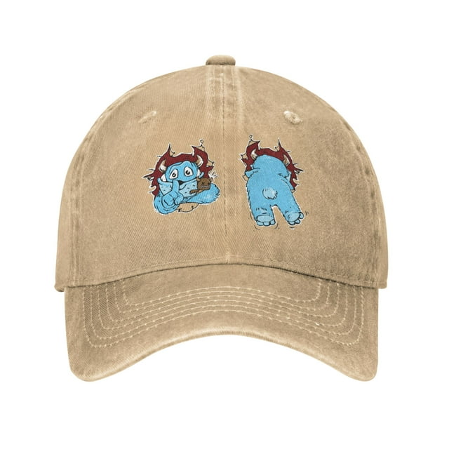ZICANCN Adjustable Baseball Cap Women, Funny Monster Cute Shush Hats for Men Adult Washed Cotton Denim Baseball Caps Fashion, Natural