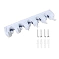thumbnail image 3 of Soporte de pared para escobas, trapeadores y escobas, resistente, con 6 ganchos y 5 ranuras. Blanco, 3 of 9