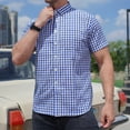 thumbnail image 4 of Plaid Button Shirts for Men Big and Tall Short Sleeve Tees Summer Casual Outdoor Beach Shirt for Resort Street Party, 4 of 5