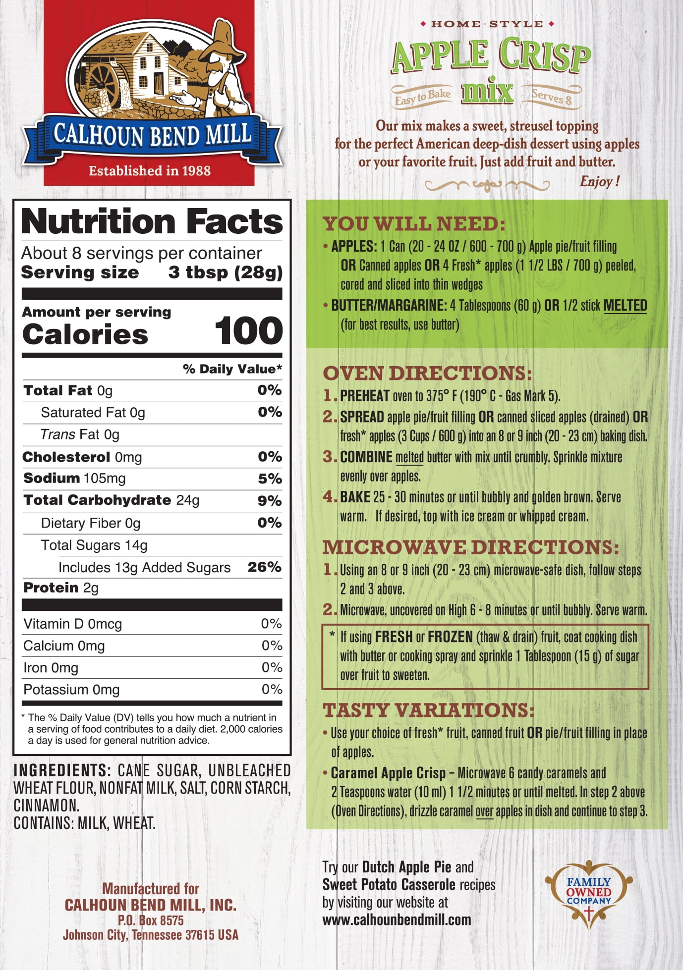 (6 pack) Calhoun Bend Mill Apple Crisp Mix, 8 oz