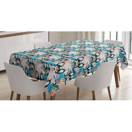 

Dogs Tablecloth Abstract and Artistic Dog Heads Among Tropical Leaves and Doodles in Modern Style Rectangular Table Cover for Dining Room Kitchen 60 X 90 Inches Multicolor by Ambesonne