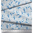 thumbnail image 3 of Soimoi Blue polyester Crepe Fabric Leaves & Tulip Floral Decor Fabric Printed Yard 42 Inch Wide, 3 of 3