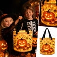 thumbnail image 2 of Halloween Glowing Trick-or-Treat Basket | Canvas Candy Bucket with Handles, Light Up Designs, 2 of 3
