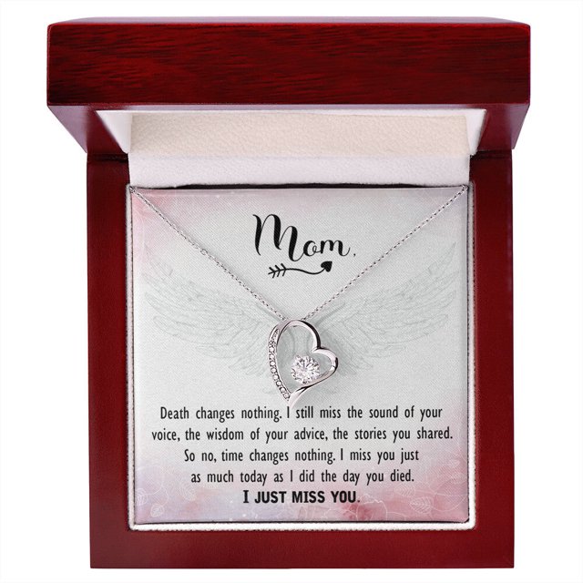 To Mom Remember Message Mort Ne Change Rien pour Toujours Collier avec Carte Message