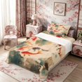 thumbnail image 3 of Manfei Ink Koi Fish Twin Sheet Sets, Lotus Leaf Pond Bedding Home Decor, Beige Green Orange 3pcs, 1 Flat Sheet, 1 Fitted Sheet and 1 Pillowcase, 3 of 6