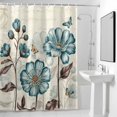 thumbnail image 2 of Rustic Flowers Shower Curtain, Spring Teal Tulip Butterfly Vintage Floral Newspaper Texture Waterproof Shower Curtain Set with 12 Hooks Lightweight Bath Curtains Fabric Bathroom Decor 72x84 Inches, 2 of 9
