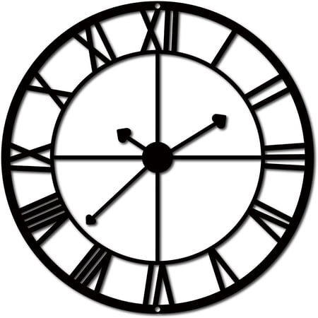 Clock Metal Wall Art Decor Black Wall Signs Iron Hanging Metal Ornament Sculpture for Balcony Garden Home Living Room Kitchen Bedroom Decoration Outdoor Indoor Office Gifts 11.8Inch DIY
