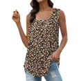thumbnail image 1 of Gibobby Camiseta sin mangas con cuello cuadrado para mujer, informal, sin mangas, con dobladillo curvo plisado(Amarillo,M), 1 of 4