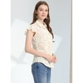 thumbnail image 3 of Blusa Casual De Manga Con Volantes Florales Con Botones Y Cuello En Punta Para Mujer Blanco S, 3 of 5