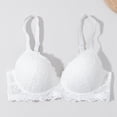 thumbnail image 5 of UDAUDU Women's Push Up Bra Floral Lace Comfort Underwire Support Lightweight Lined Everyday Bralette White 40C, 5 of 6