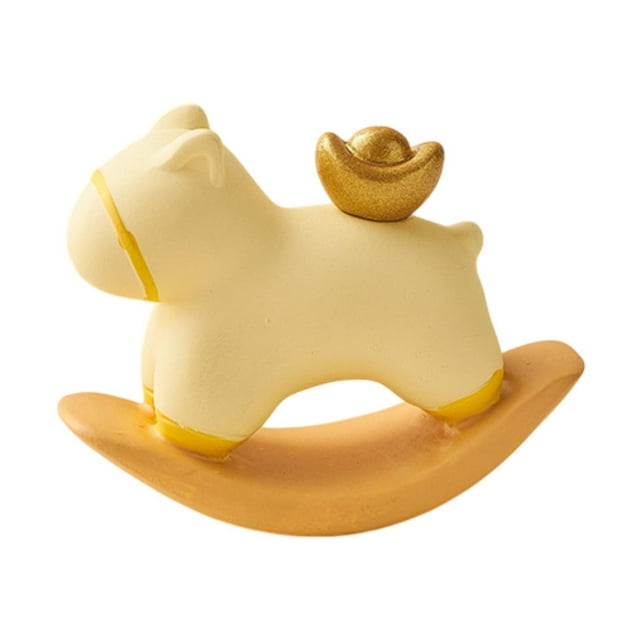 Figura de caballo mecedor, adorno de escritorio, estatua decorativa coleccionable y creativa. Amarillo