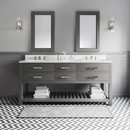 Water Creation Madalyn 72" Wood Double Bathroom Vanity in Cashmere Gray & White