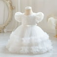 thumbnail image 4 of Edvintorg 6M-4Y Bubble Sleeve Dress for Baby Girl 2025 Little Girls Bowknot Flower Princess Birthday Party Skirt Dresses Toddler Adorable Pageant Dress Vestido, 4 of 6