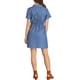 thumbnail image 3 of INSPIRE CHIC Vestido de Cambray A-Line con Cuello Caído para Mujer con Bolsillos Azul Denim S, 3 of 7
