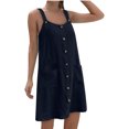 thumbnail image 2 of FcBaudy Camis Robe Sans Manches Col Rond, Robes pour Femmes, Robes d'Été pour Femmes Nouvelle Couleur Unie Robe Décontractée Ample et Confortable avec Bretelles Suspendues Robe Col Rond pour Femmes, 2 of 6