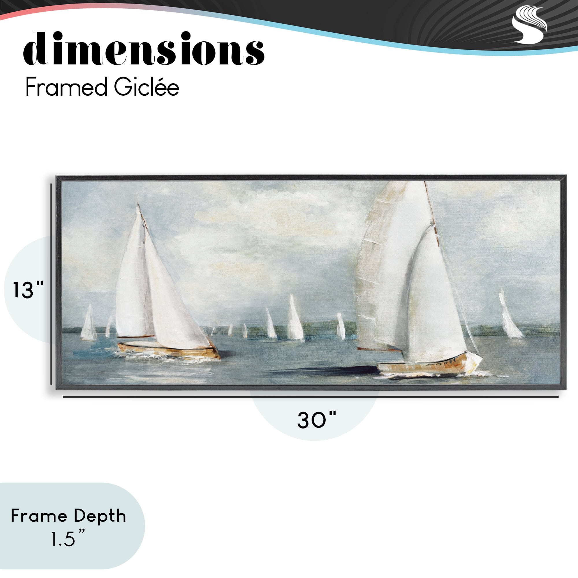 Stupell Industries Windy Sailboat Fleet Black Framed Giclee Art, design by Sally Swatland