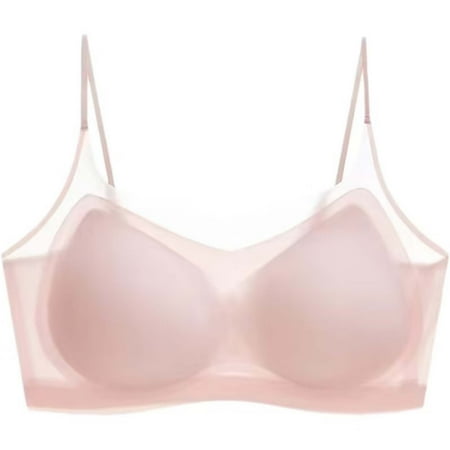 Ousvtion Clearance Deals 2025 Summer Bra for Womens Comfort Thin Bralette Spaghetti Strap Underwear Seamless Push Up Bralettes Plus Size Everyday Bras Pink XX-Large