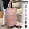 thumbnail image 2 of Bolsa de viaje con ruedas, bolsas de almacenamiento de equipaje con separación en seco y húmedo, gran capacidad, bolsa de viaje corta portátil para Fitness, ruedas desmontables, 2 of 4