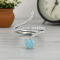 thumbnail image 4 of 7MM Heart Shape Wrap Bypass Ring Natural Larimar 925 Silver Women Valentines Day Gifts Rings, 4 of 7