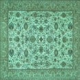 thumbnail image 1 of Ahgly Company Machine Washable Indoor Square Persian Turquoise Blue Traditional Area Rugs, 4' Square, 1 of 4