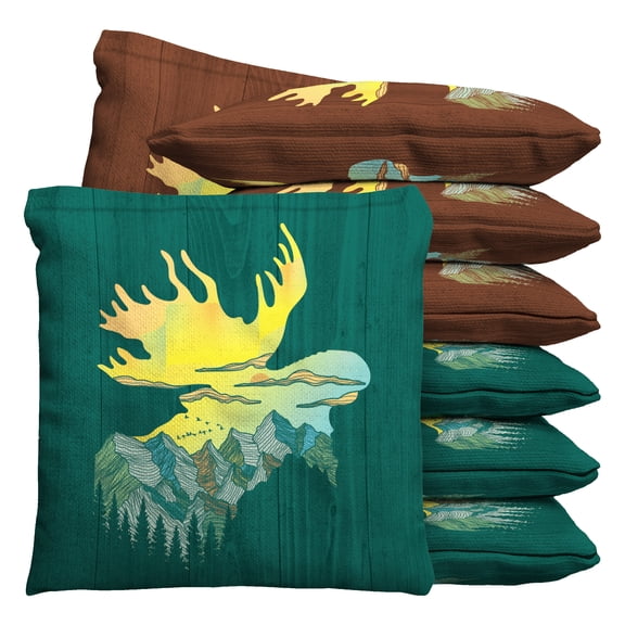 Whimsical Moose Custom Bean Bags Baggo Cornhole Bean Bag Toss Bags (set of 8)