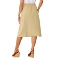 thumbnail image 3 of INSPIRE CHIC Midi Skirts for Women Casual High Elastic Waist Button Pleated a Line Skirts Dress with Pockets M Khaki, 3 of 5