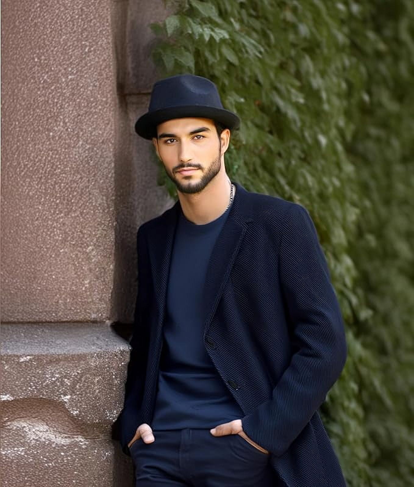 Funky Junque Lightweight Porkpie Fedora Sun Hat - Black (Small/Medium)