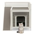 thumbnail image 3 of Spaco Outdoor Wooden Feral Cat House with Balcony and Slide, for Outdoor/Indoor Cats, Warm Feral Cat Shelte, Cat Furniture, Gray, 3 of 11