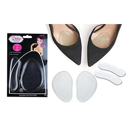 Foot Pads - Ball of Foot Shoe Insoles - Gel Metatarsal Forefoot Pads, Heel Pads Set By Pinky (Best Insoles For Ball Of Foot)