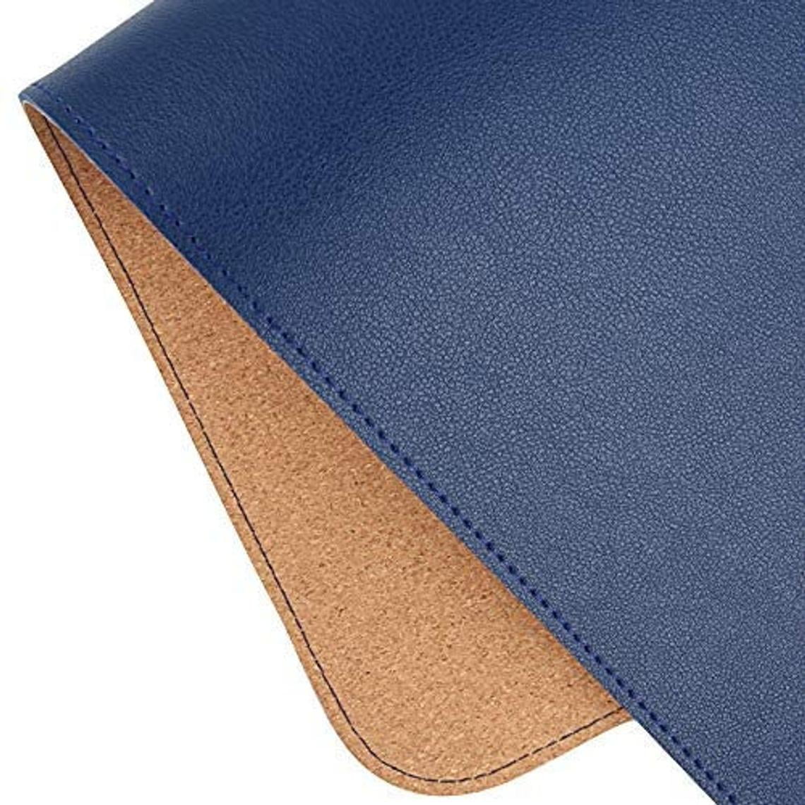 Desk Pad Cork Natural, Dual Side PU Leather Stitched Desk Mat Table