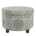 thumbnail image 5 of Wooden Ottoman with Medallion Patterned Fabric Upholstery and Hidden Storage Gray- Saltoro Sherpi, 5 of 8