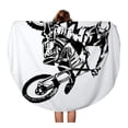 thumbnail image 1 of LADDKA 60 inch Round Beach Towel Blanket Motocross FMX Trick Rider on Motorbike Motorcycle Drawing Helmet Travel Circle Circular Towels Mat Tapestry Beach Throw, 1 of 2
