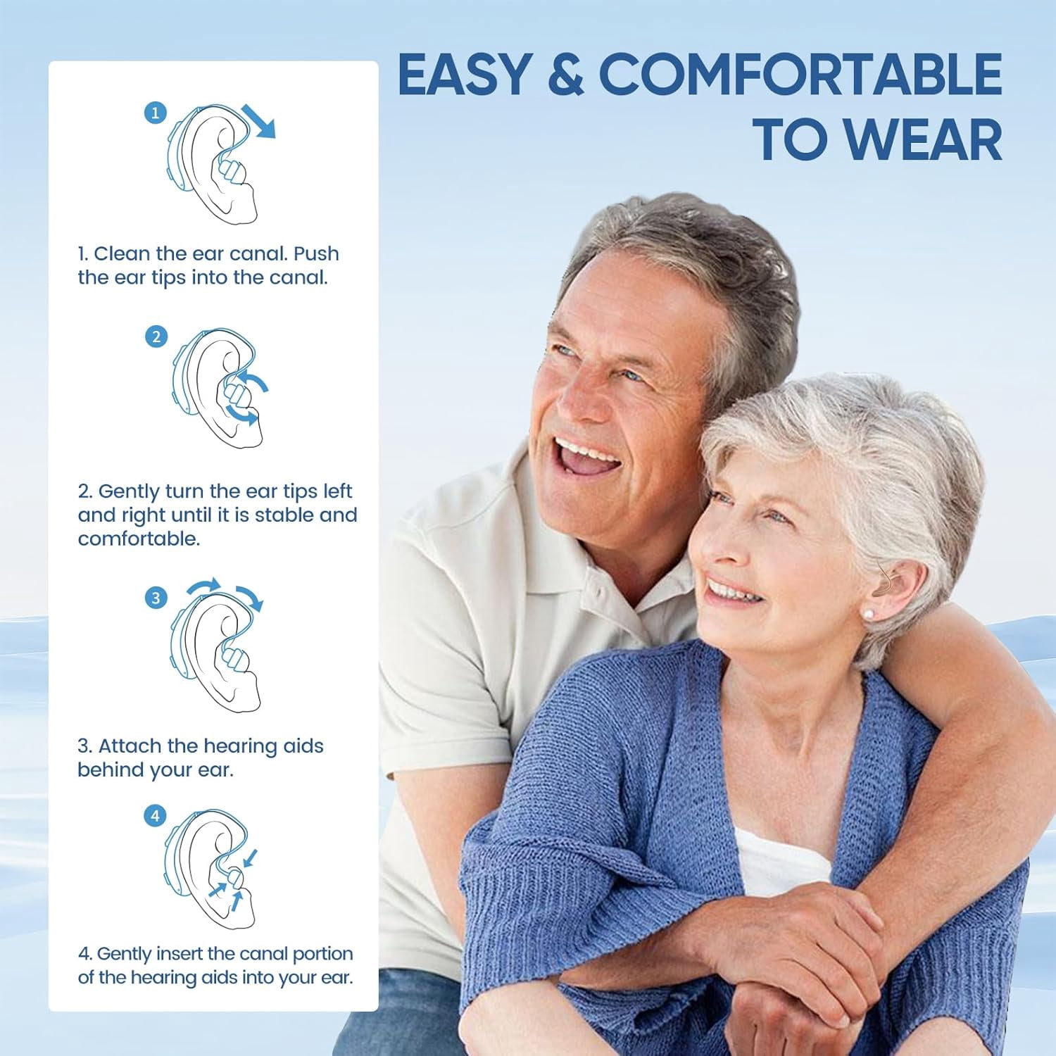 Rechargeable Hearing Aids for Seniors with Bluetooth &App Control, 16-Channels Digital RIC Ear Heaing-aids for Adults Mild Hearing Loss, OTC Self-fitting Ear Hearing Aide W- 4-listening Modes