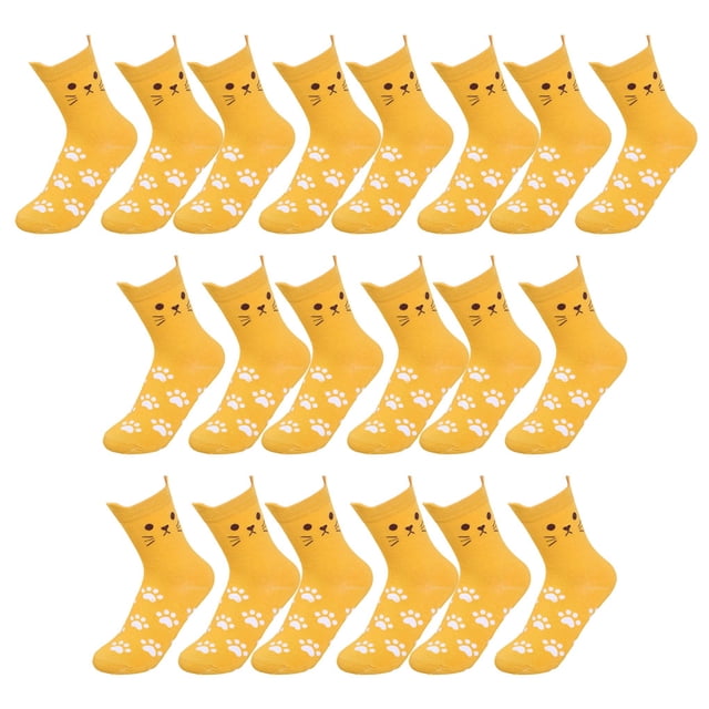 Jumpingount 10 piezas, medias transpirables amigables con la piel, calcetines de dibujos animados, lindos y divertidos calcetines multicolores, Medias Amarillo 36-44
