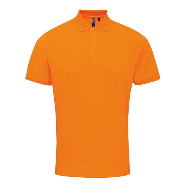 Premier - Polo Coolchecker de Pique para Hombre (Naranja Neón)