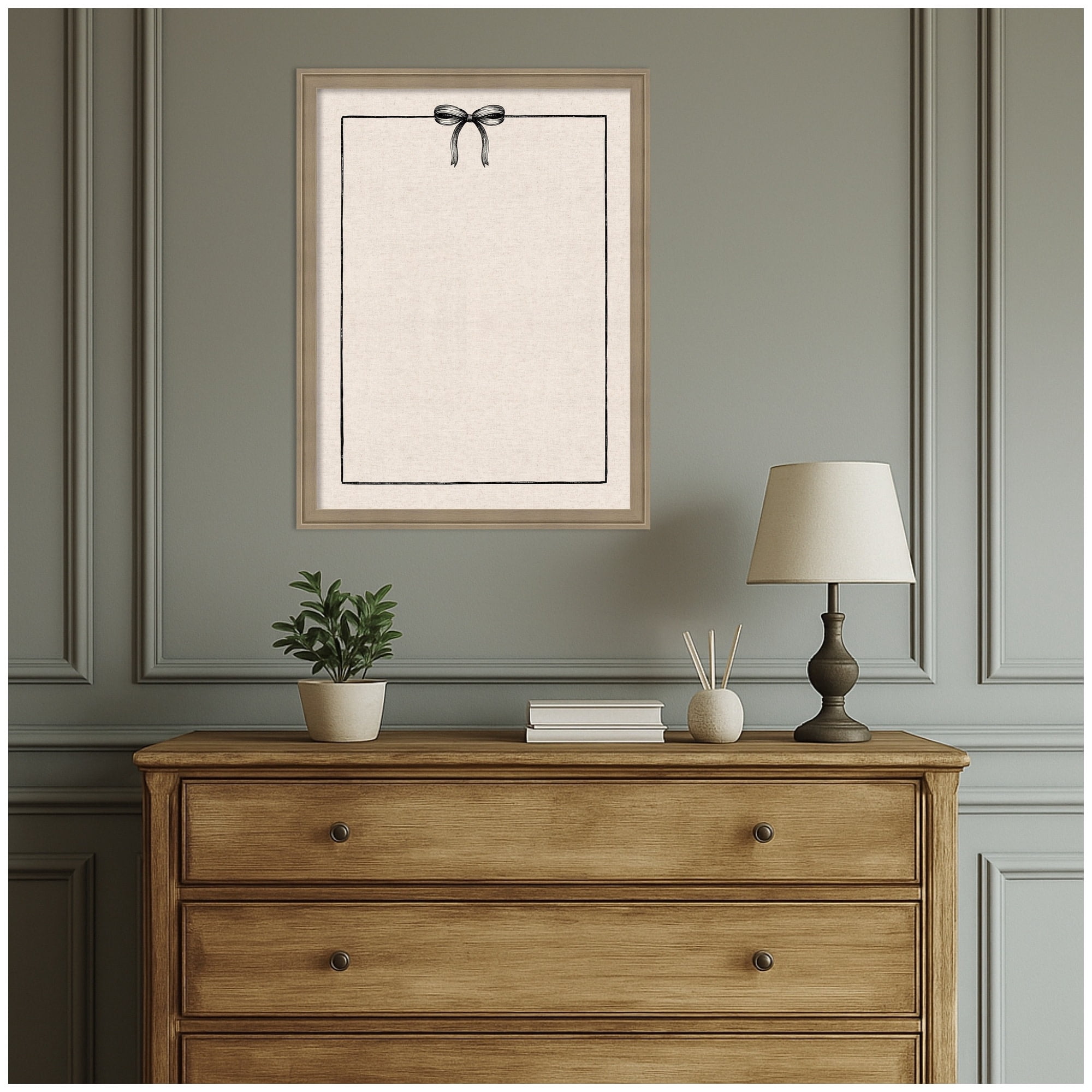 Kate and Laurel Framed Fabric Pinboard 20 x 26,  Printed Linen Classic Bulletin Board for Use as a Vision Board or Wall Organization, Florence Light Brown Frame