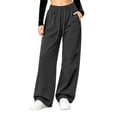 thumbnail image 3 of Costeam Womens Waterproof Quick Dry Cargo Pants Zip Closure Side Cargo Pockets Drawstring Elastic High Waist Loose Straight Wide Leg Lightweight Full Length Casual Utility Trousers, 3 of 6