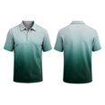 thumbnail image 3 of KLHDSF Men's Polo Shirts Short Sleeve Gradient Color Gym Workout Golf T-Shirt Casual Fashion V Neck Button Down Tops 2026 Cyan XL, 3 of 7