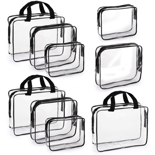 Set de 9 bolsas de maquillaje Hedume, transparentes, impermeables, de PVC, de viaje