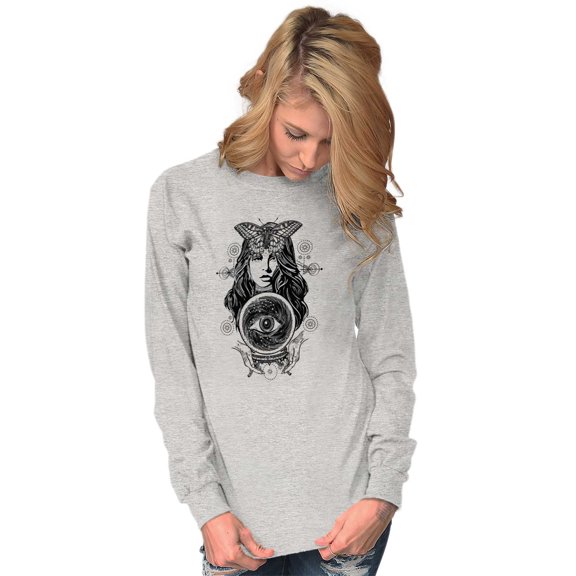 Butterfly Moth Spiritual Crystal Ball Women's Long Sleeve T Shirt Brisco Brands S