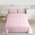 thumbnail image 2 of Feelyou Pink Line Abstract Twin Comforter Sets, Fashion Square Rectangle Bedding Set, 2pcs, 2 of 8