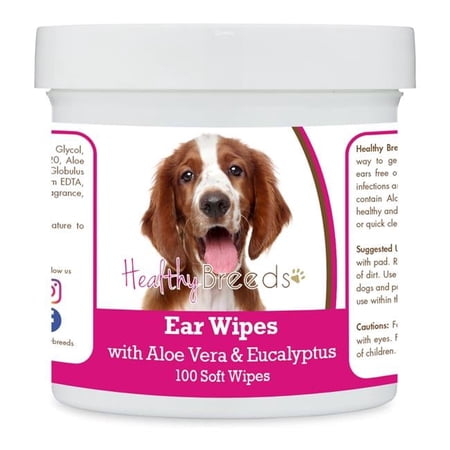 Healthy Breeds 192959824971 Welsh Springer Spaniel Ear Cleaning Wipes with Aloe & Eucalyptus for Dogs - 100 Count