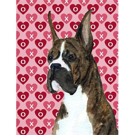 11 x 15 In. Boxer Hearts Love And Valentines Day Portrait Flag, Garden Size